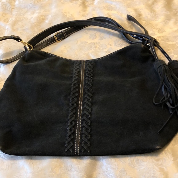 W J DESIGN BRASILEIRO LARGE BLACK LEATHER HANDBAG TASSELS METAL ZIPPER - #172 - Picture 4 of 16